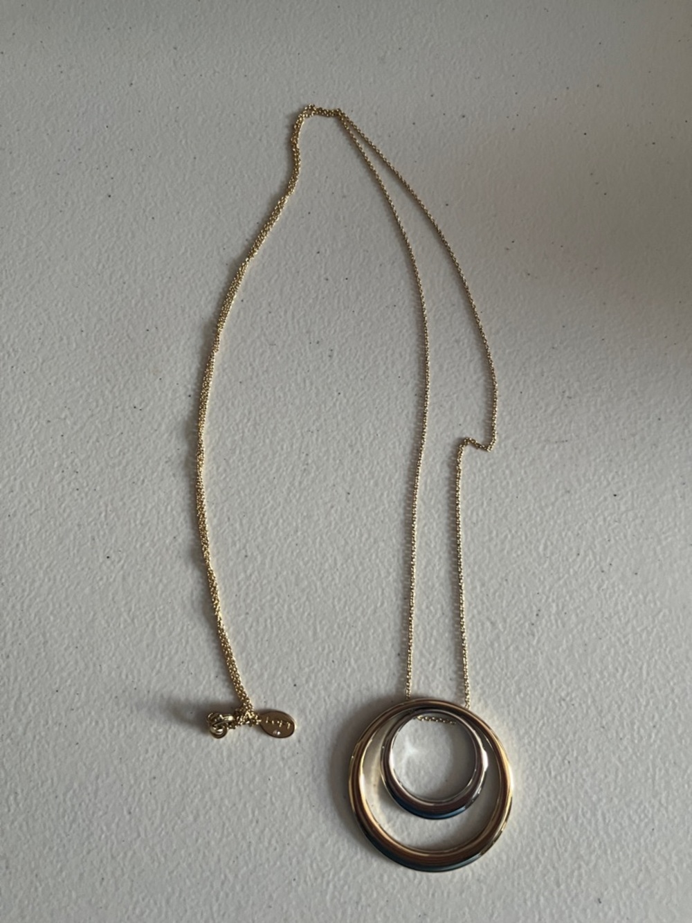 LOFT 2-Tone Double Circle Pendant Necklace